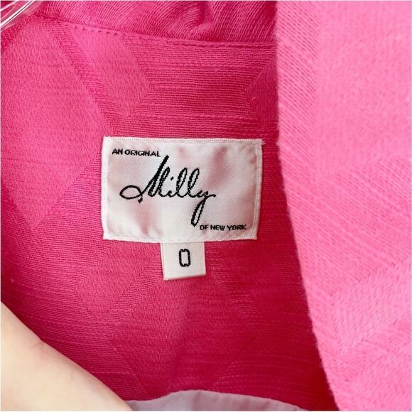 Milly New York Danielle Pink Ruffle Front‎ Belted Sheath Sz 0 - Picture 8 of 15